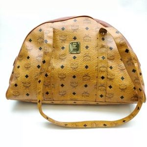 Authentic MCM Hand Bag  Brown PVC